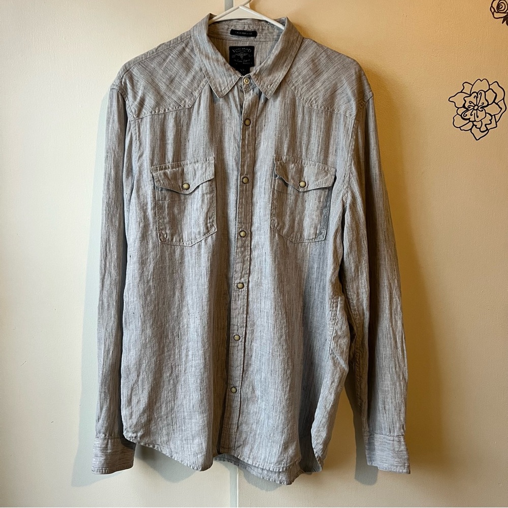 Lucky Brand Light Gray Shirt Linen California Fit XL